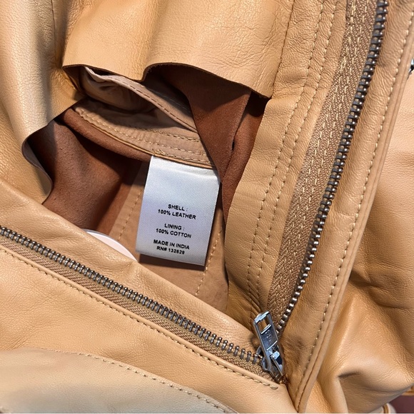 NWT Camila Coelho Azan Leather Shorts in Tan Size Small - Picture 6 of 8